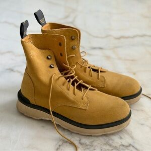 Sorel Hi-Line Lace Up Geo Yellow Waterproof Leather Boots 8.5